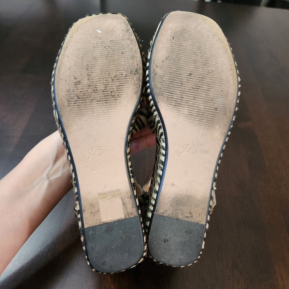 J. Crew Platform Calf Hair Zebra Stripe Sandals Size 8 - Picture 5 of 6